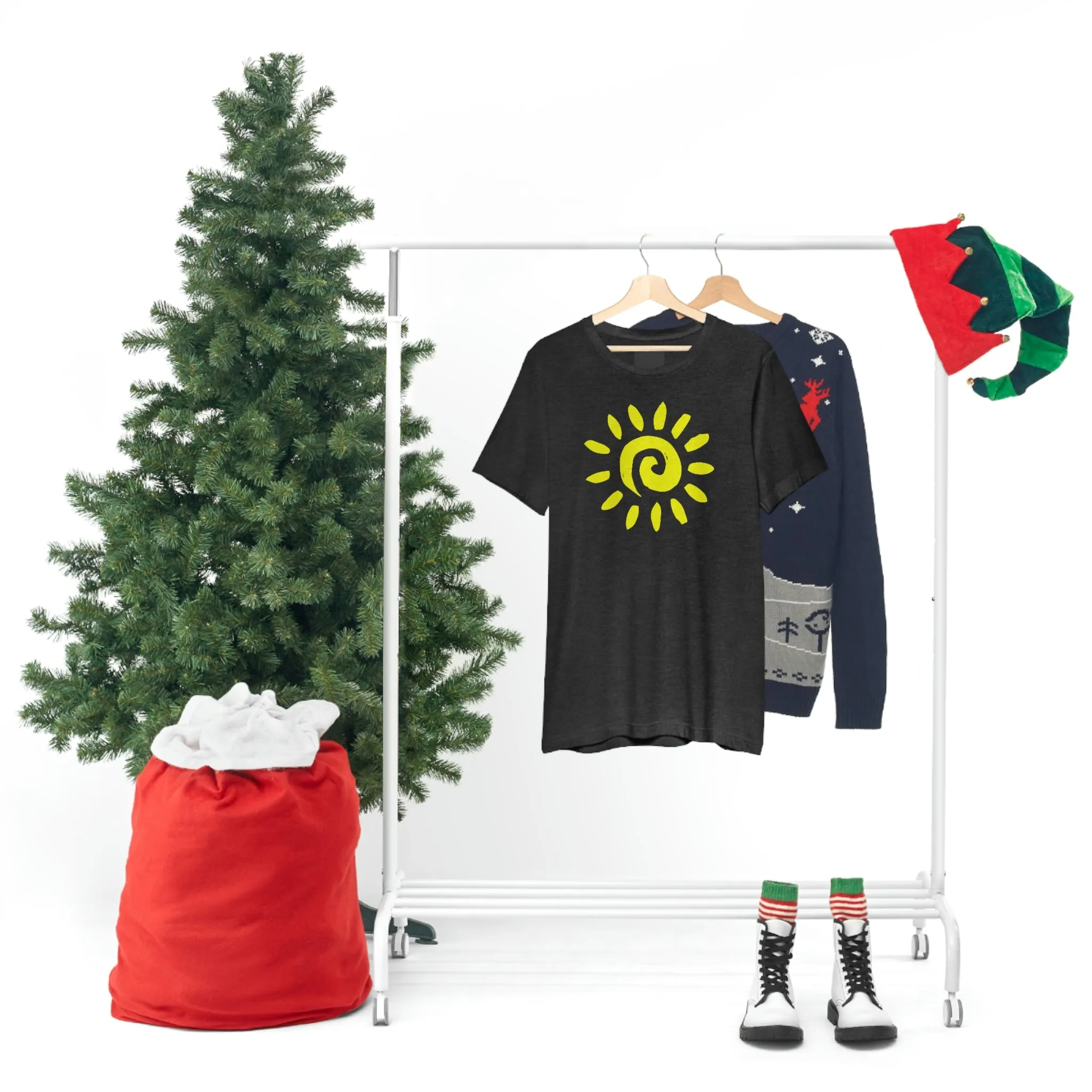 Spiral Yellow Sun Short Sleeve T-Shirt, Sun Rays Tee