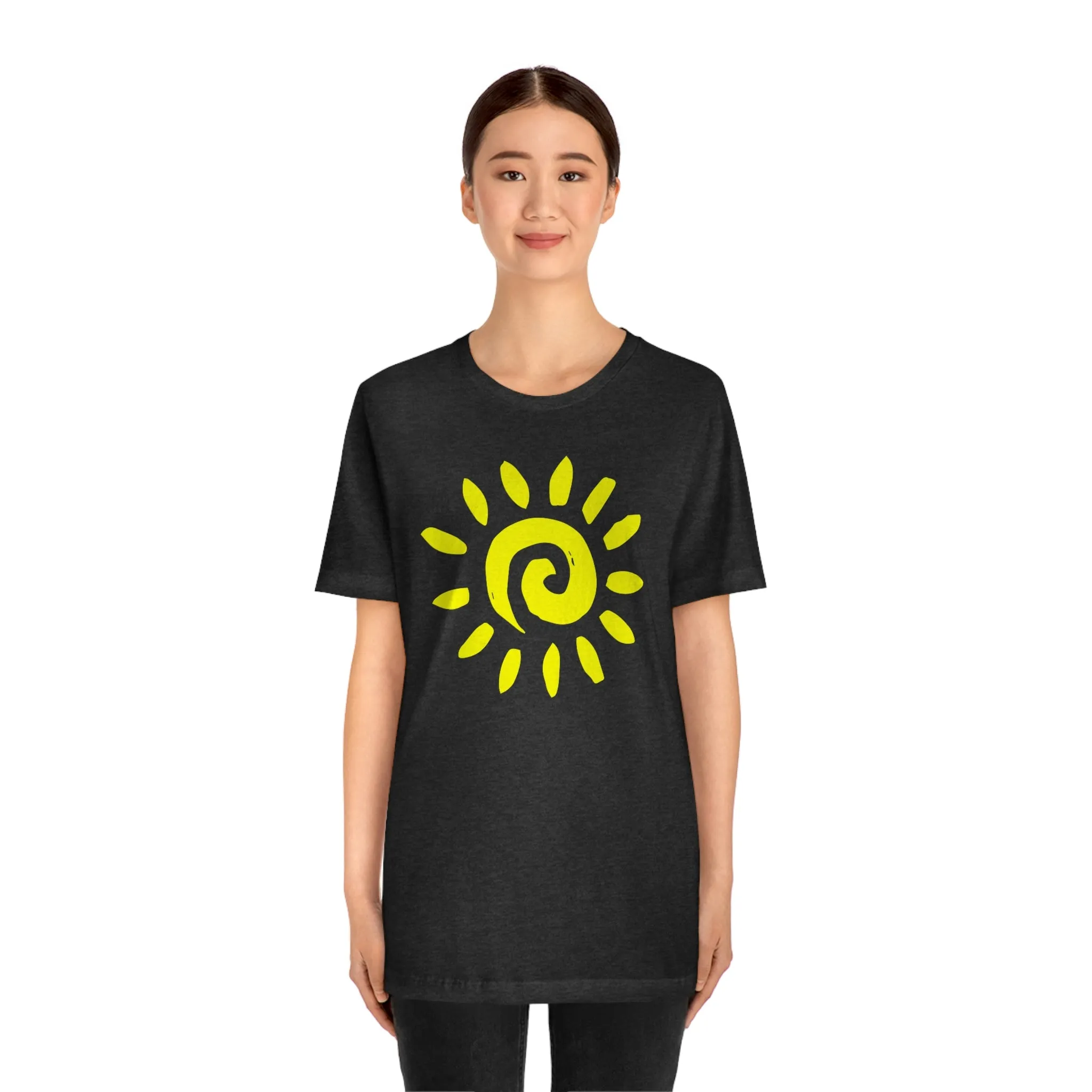 Spiral Yellow Sun Short Sleeve T-Shirt, Sun Rays Tee