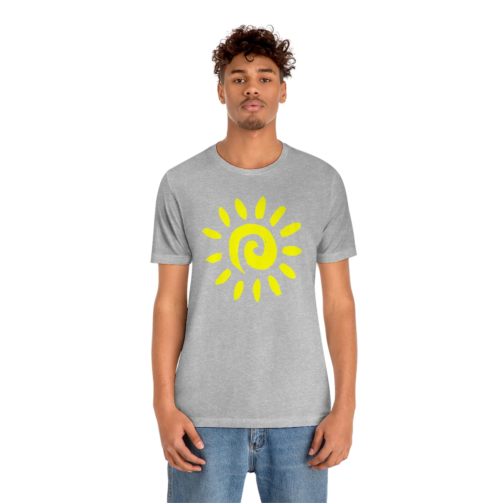 Spiral Yellow Sun Short Sleeve T-Shirt, Sun Rays Tee
