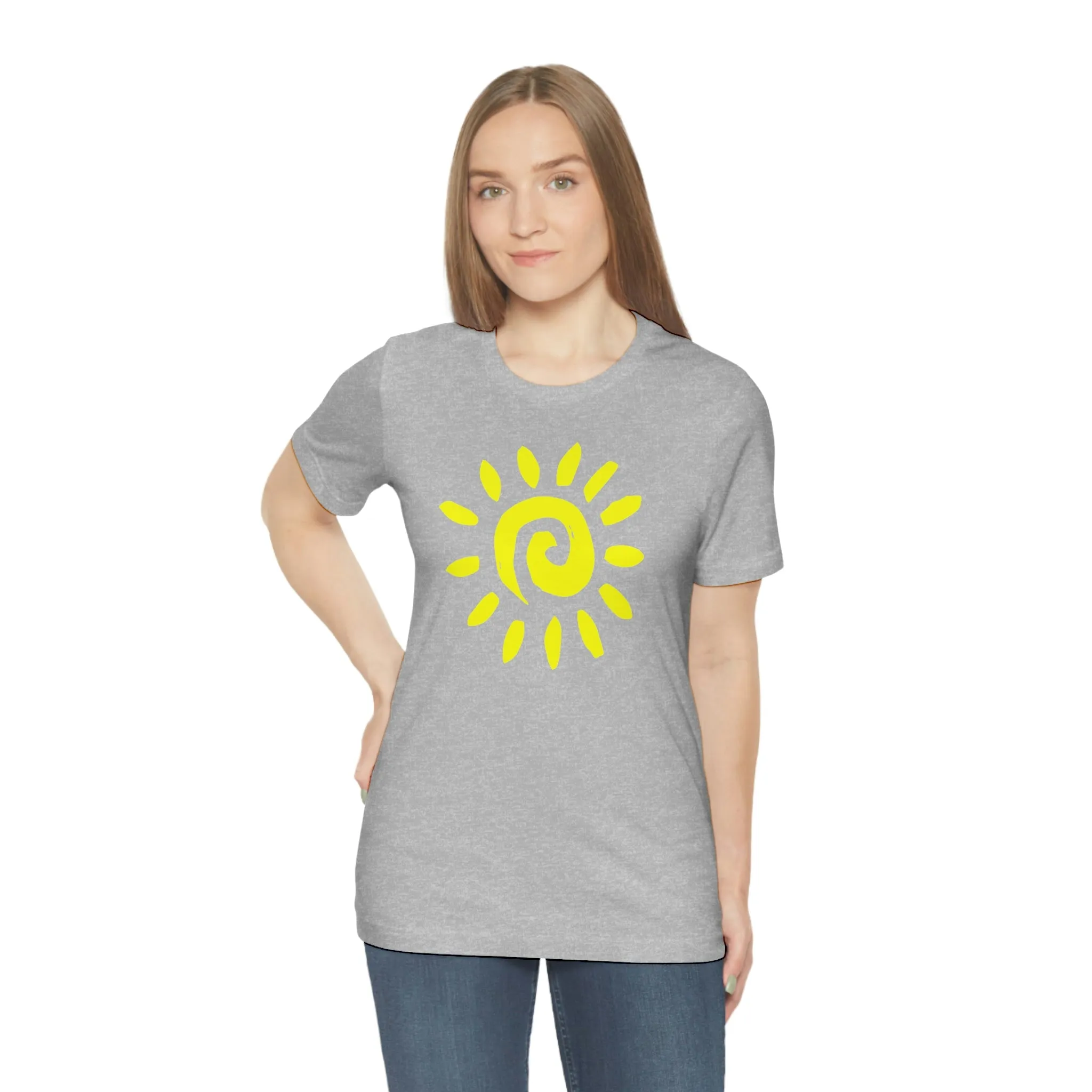 Spiral Yellow Sun Short Sleeve T-Shirt, Sun Rays Tee