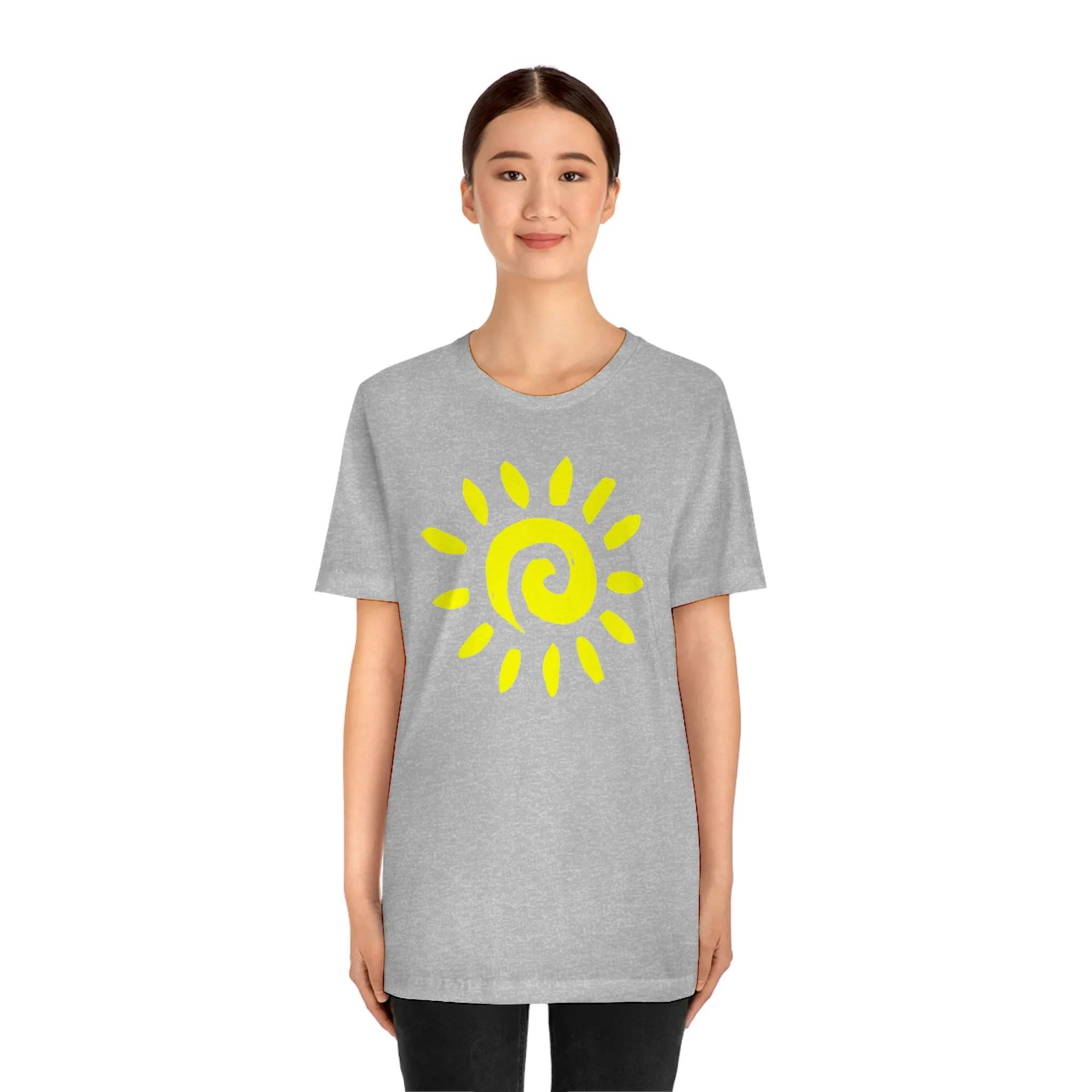 Spiral Yellow Sun Short Sleeve T-Shirt, Sun Rays Tee