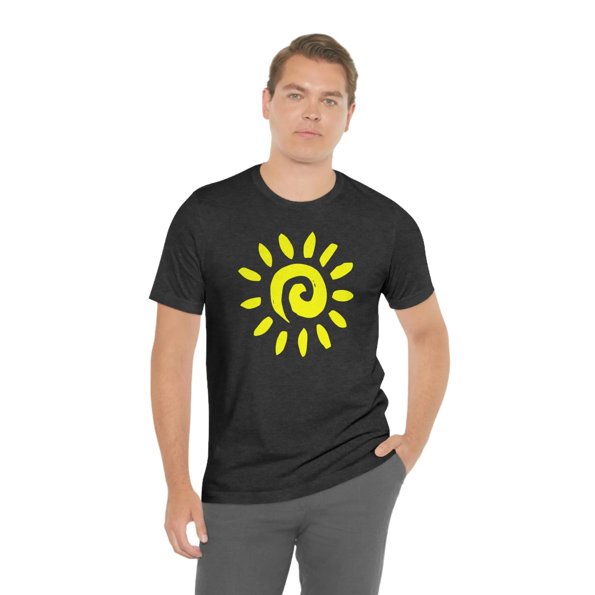 Spiral Yellow Sun Short Sleeve T-Shirt, Sun Rays Tee