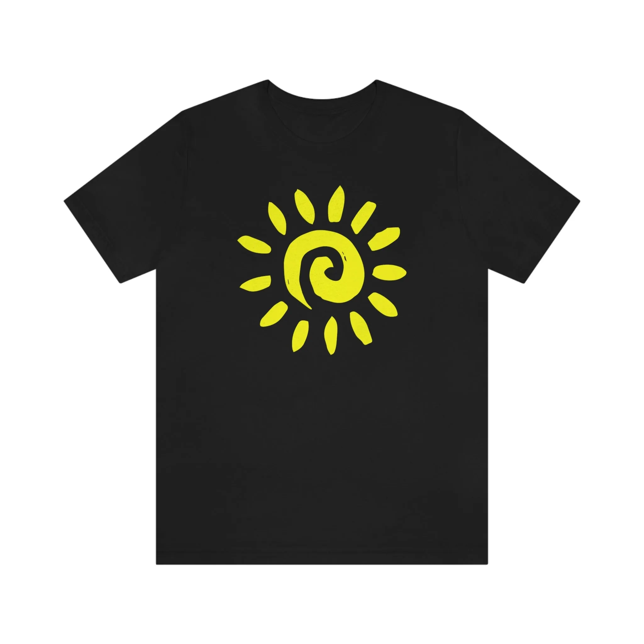 Spiral Yellow Sun Short Sleeve T-Shirt, Sun Rays Tee