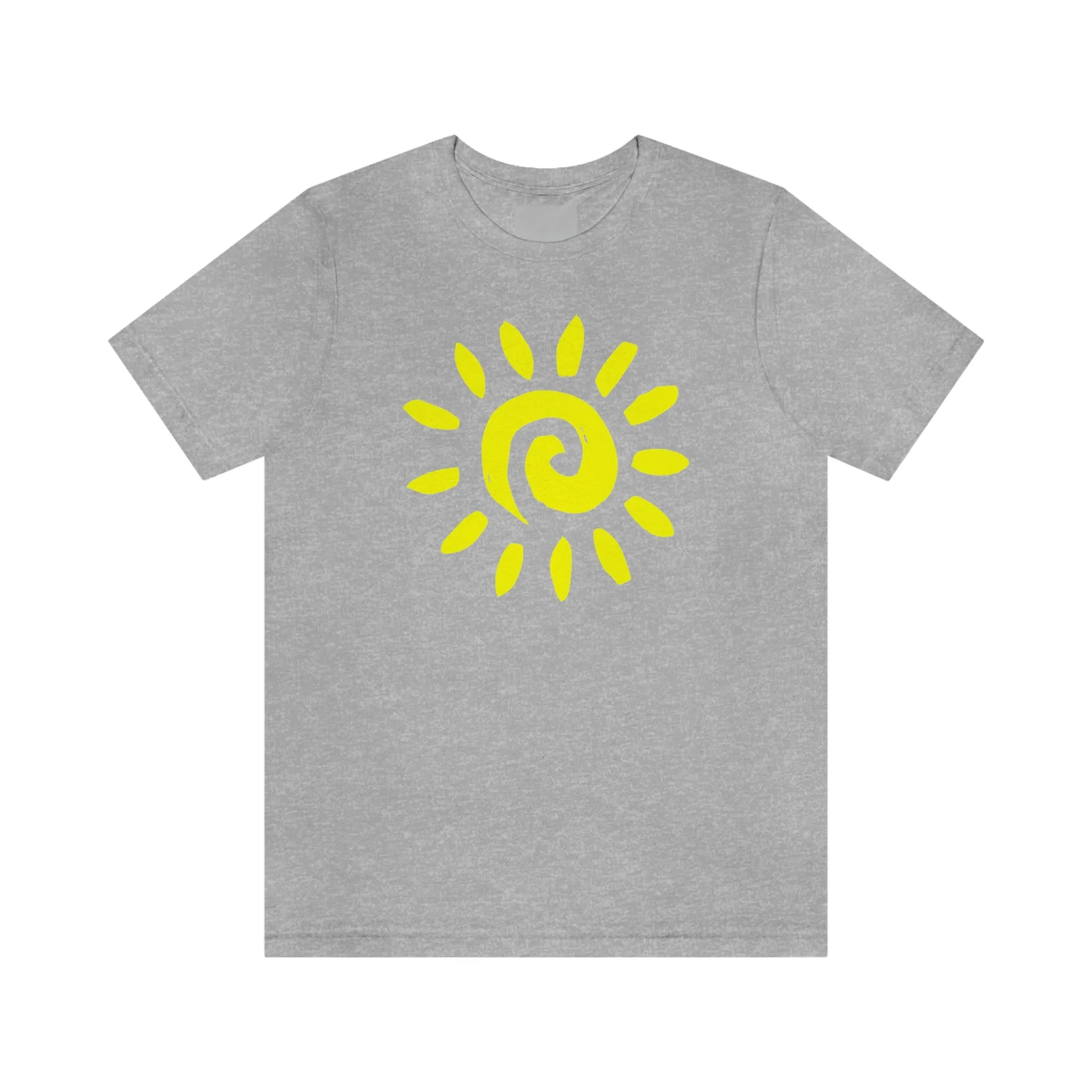 Spiral Yellow Sun Short Sleeve T-Shirt, Sun Rays Tee