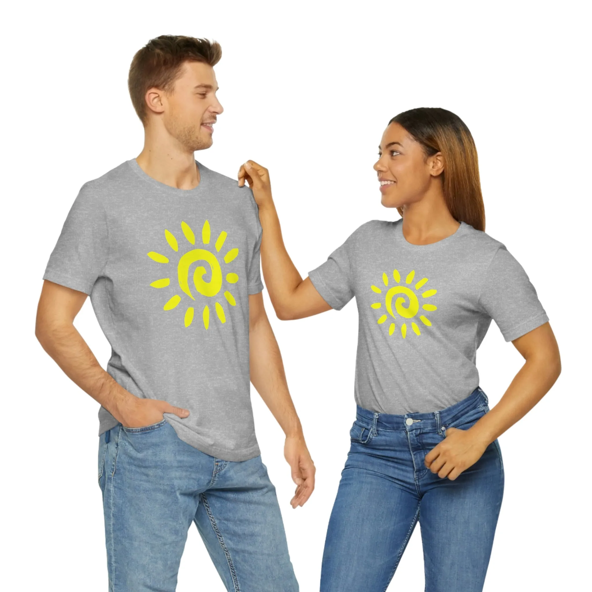 Spiral Yellow Sun Short Sleeve T-Shirt, Sun Rays Tee