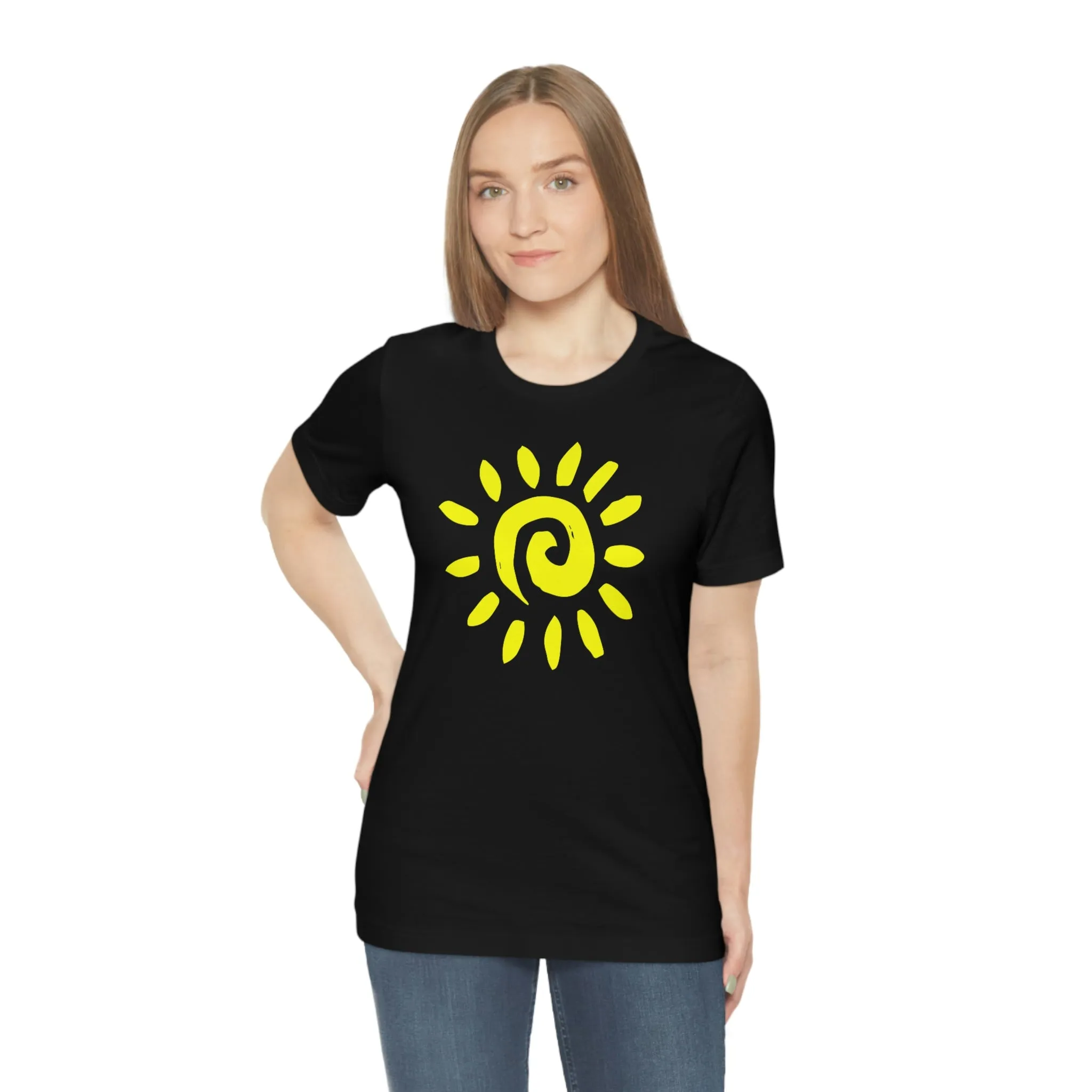 Spiral Yellow Sun Short Sleeve T-Shirt, Sun Rays Tee