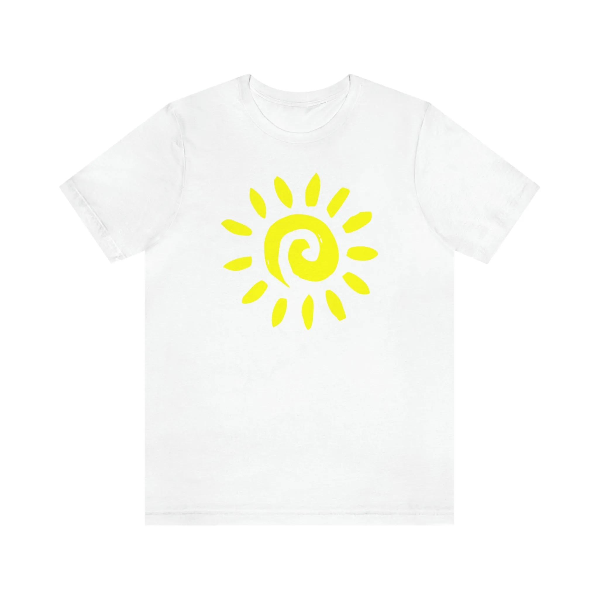 Spiral Yellow Sun Short Sleeve T-Shirt, Sun Rays Tee