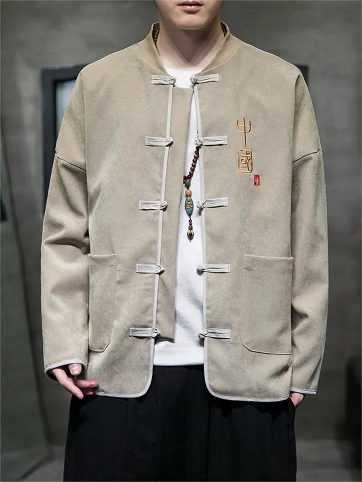 Spring Autumn Men's Chinese Style Large Size Embroidered Jackets