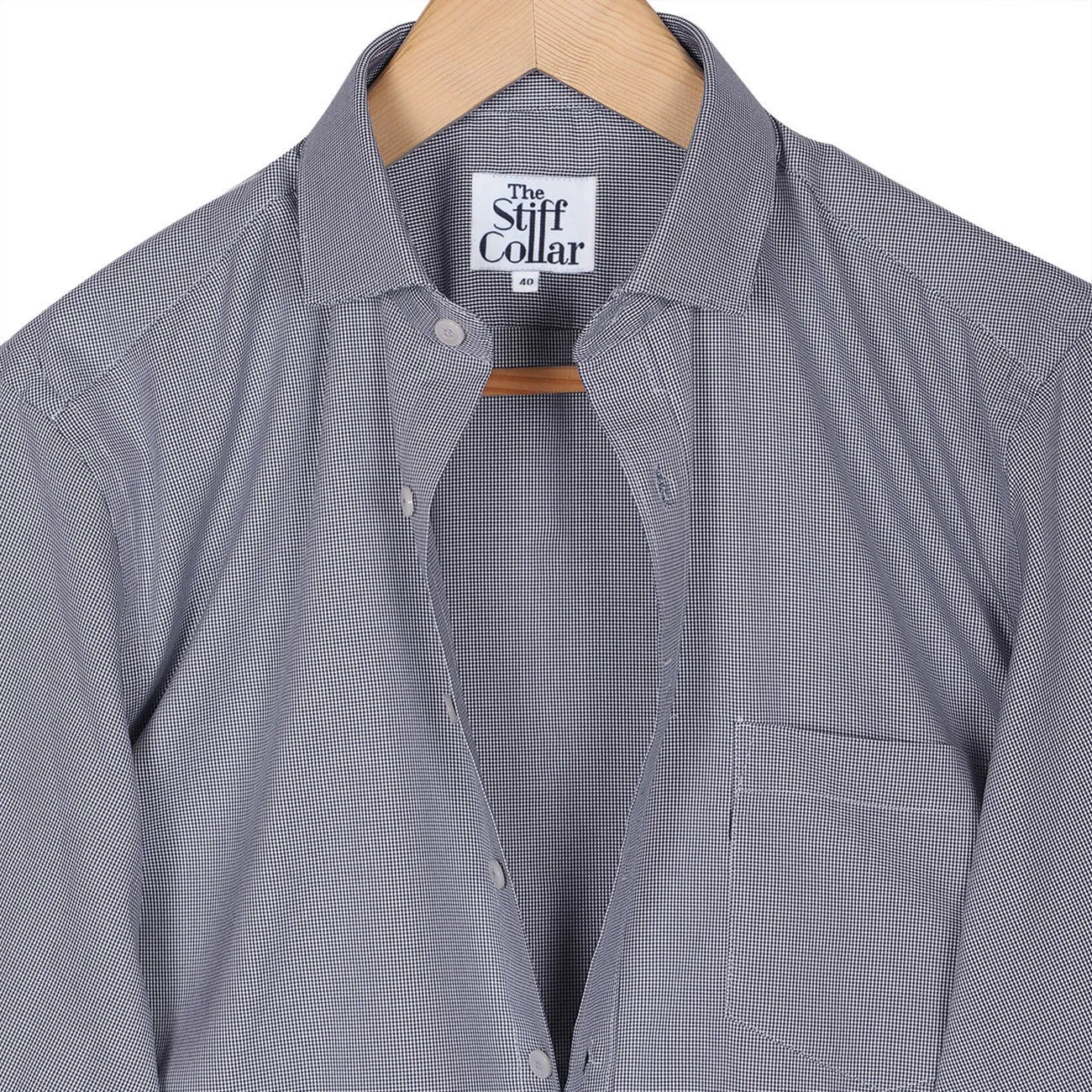 Steel Grey Houndstooth Regular Fit Cotton Shirt
