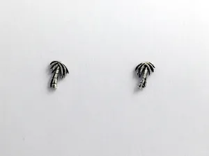 Sterling Silver & Surgical Steel palm tree stud earrings-beach, tropics, palms