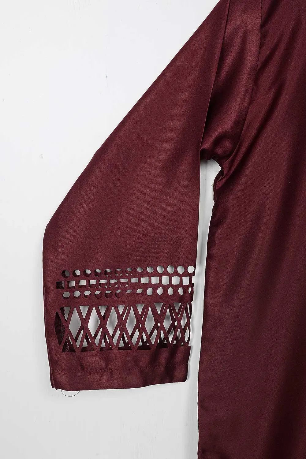 STP-074C-Maroon - 2Pc Silk Laser Cutwork With Silk Trouser