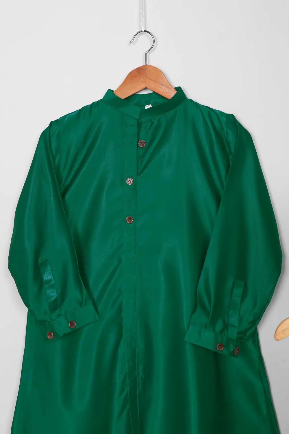 STP-075A-Green - 2Pc Silk Frock With Silk Trouser
