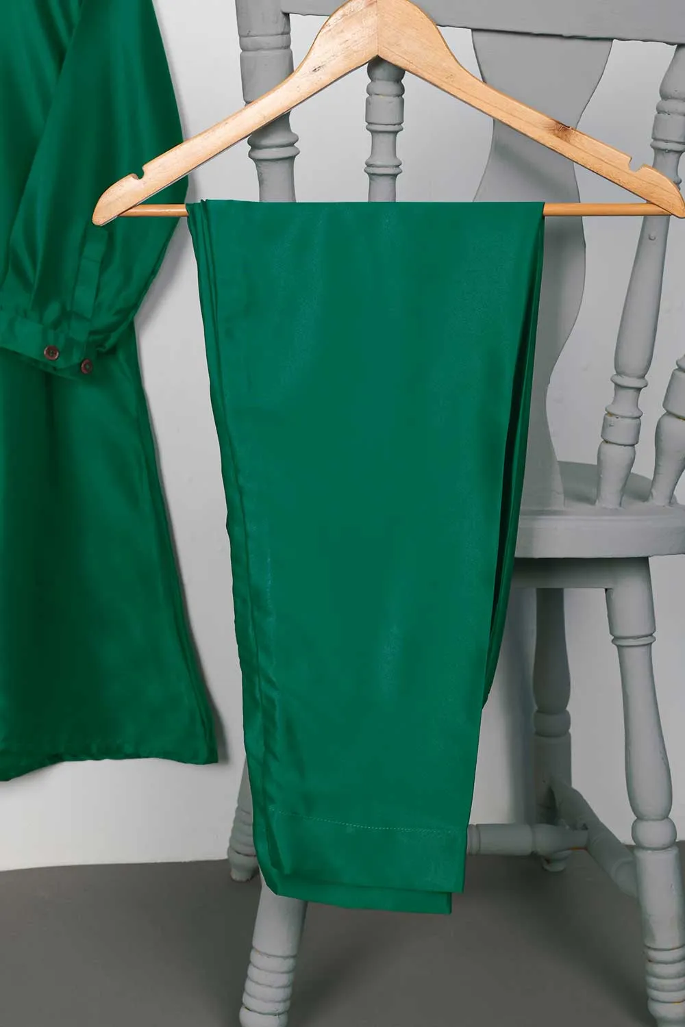 STP-075A-Green - 2Pc Silk Frock With Silk Trouser