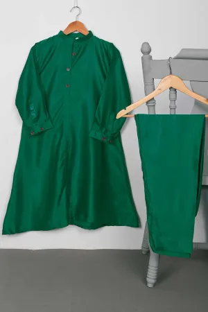 STP-075A-Green - 2Pc Silk Frock With Silk Trouser