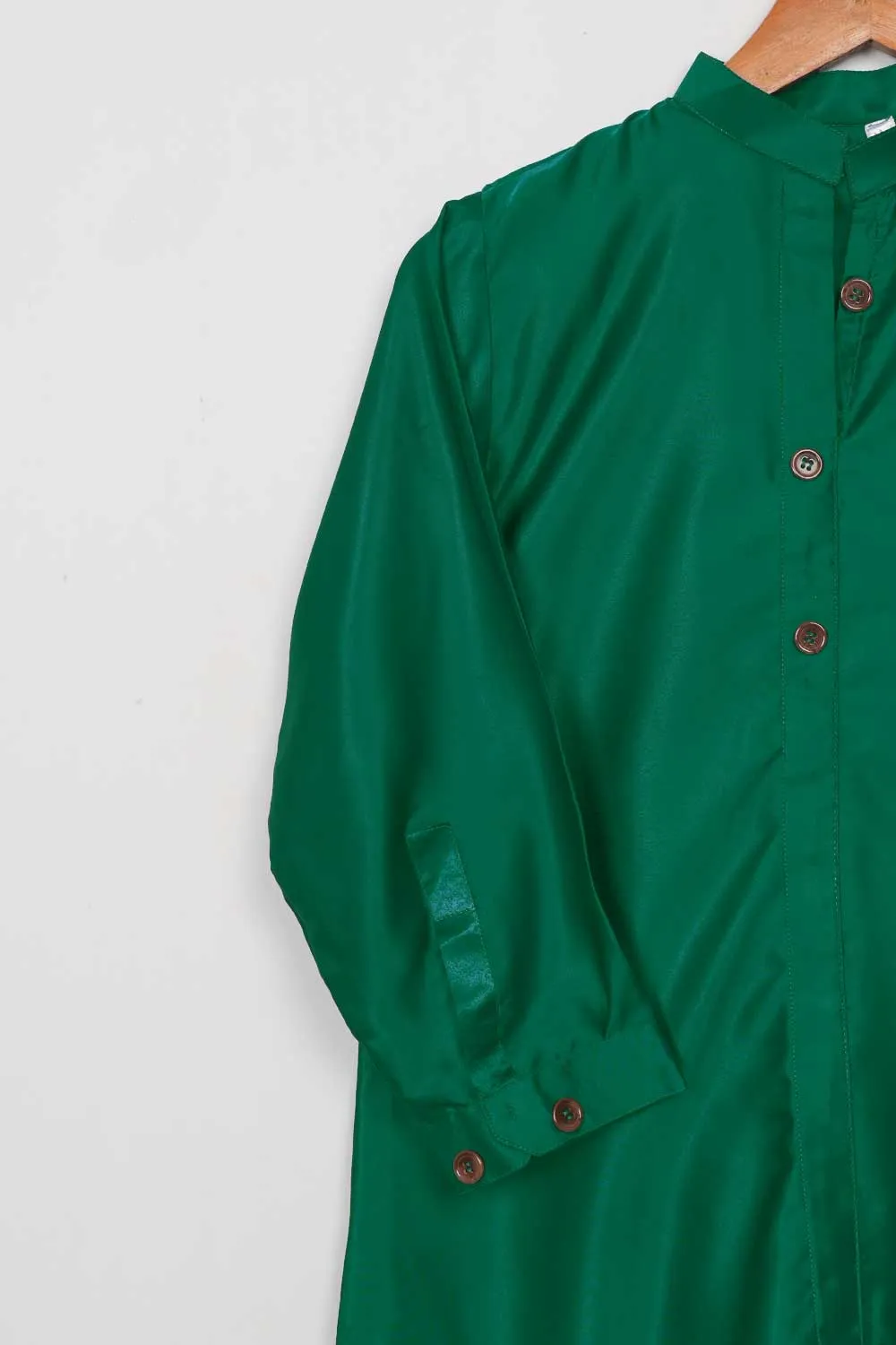 STP-075A-Green - 2Pc Silk Frock With Silk Trouser