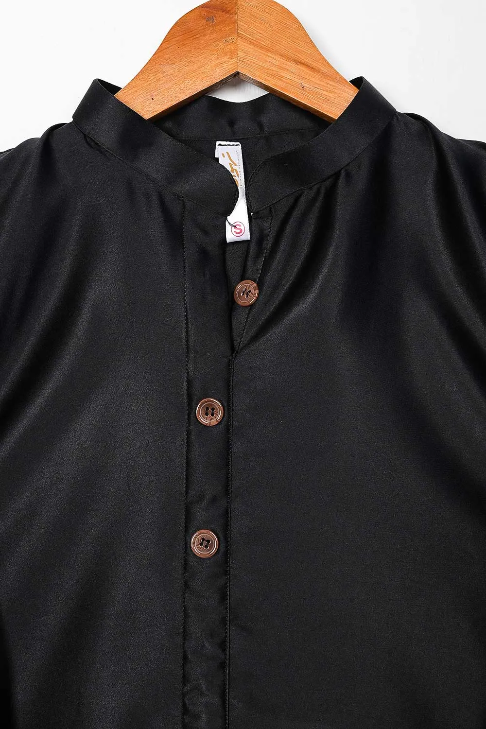 STP-075B-Black - 2Pc Silk Frock With Silk Trouser