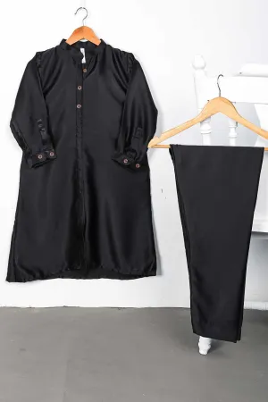 STP-075B-Black - 2Pc Silk Frock With Silk Trouser