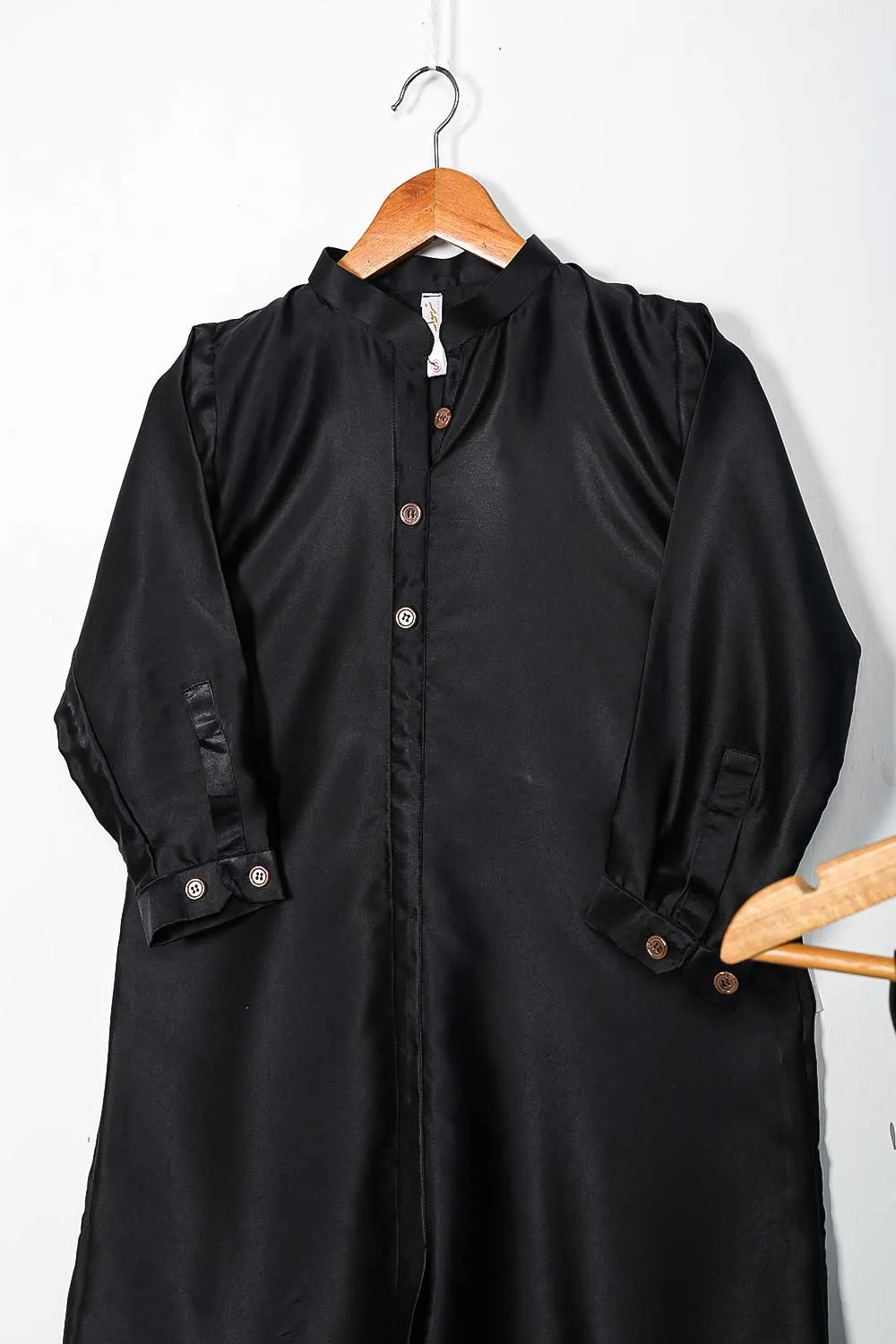 STP-075B-Black - 2Pc Silk Frock With Silk Trouser