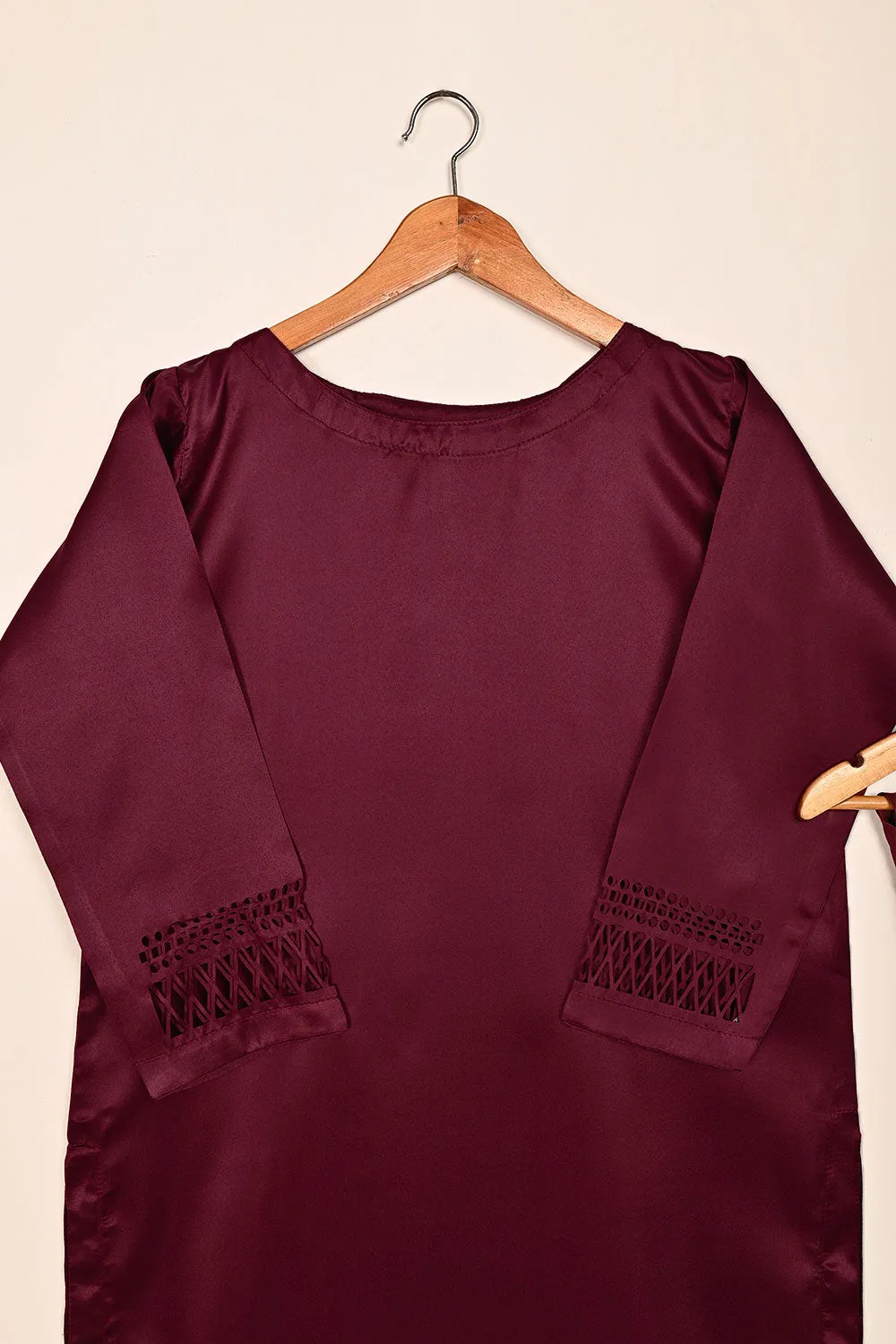 STP-187-Maroon - 2Pc Silk Laser Cutwork Dress
