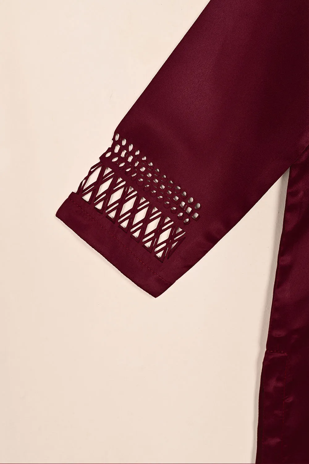STP-187-Maroon - 2Pc Silk Laser Cutwork Dress