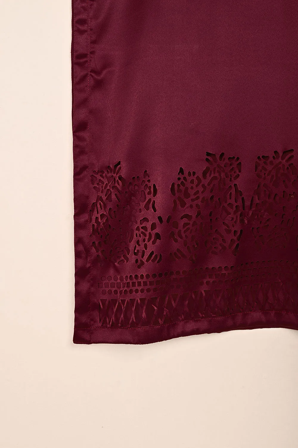 STP-187-Maroon - 2Pc Silk Laser Cutwork Dress