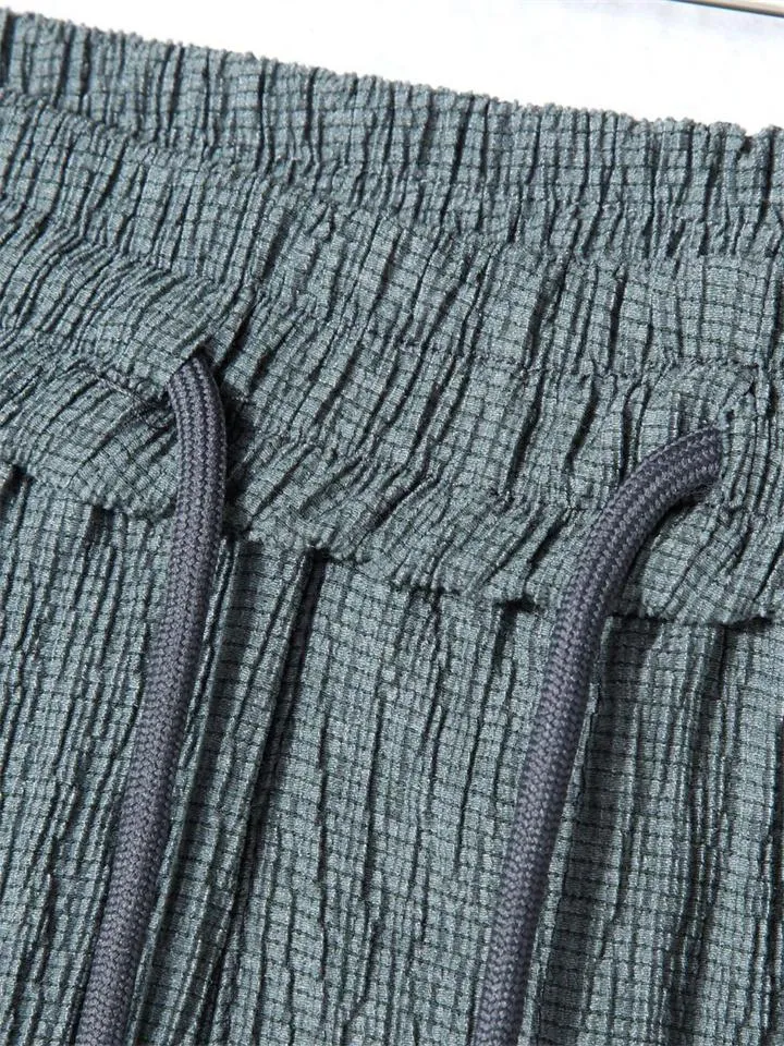 Summer Plus Size Loose Straight Cotton Elastic Waist Men's Casual Trousers