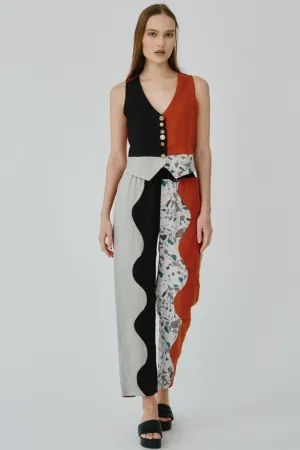 Swirl Colour Block Linen Trousers