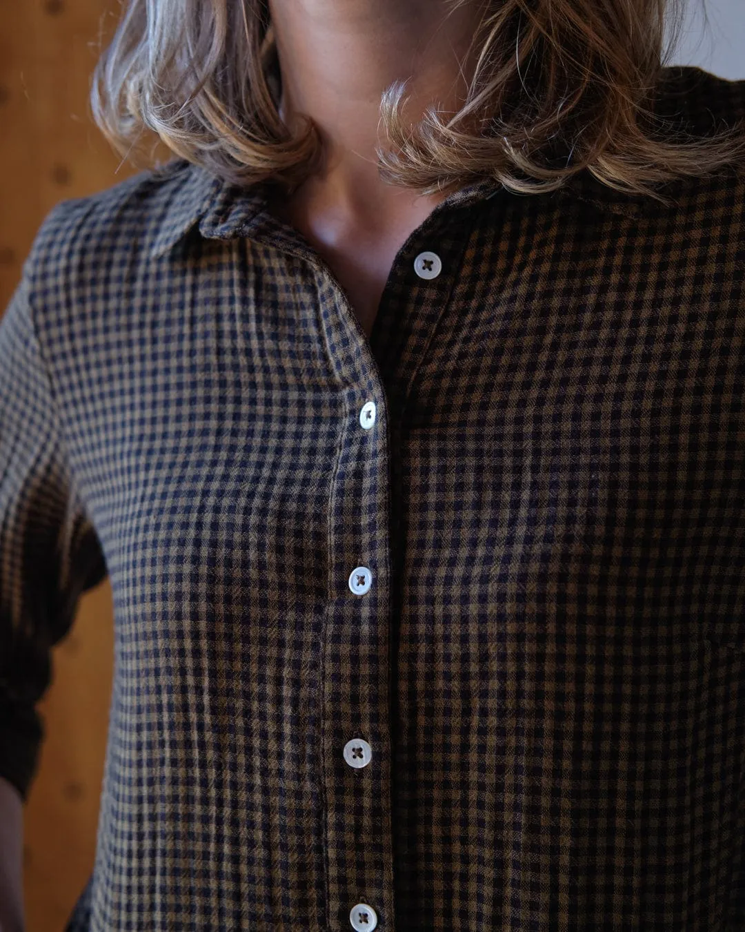 Tara Cotton Shirt Dress | Khaki Check