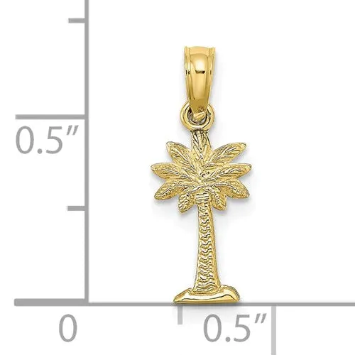Textured Mini Palmetto Palm Tree Charm (10K)