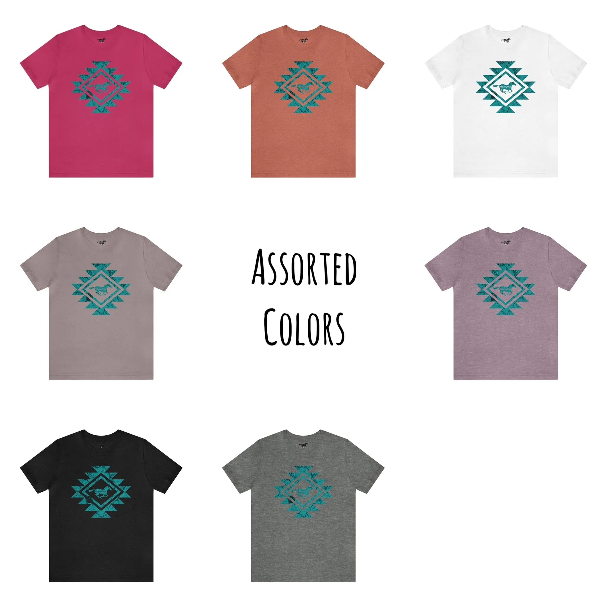 Turquoise Stone Aztec Graphic Tee - Assorted Shirt Colors