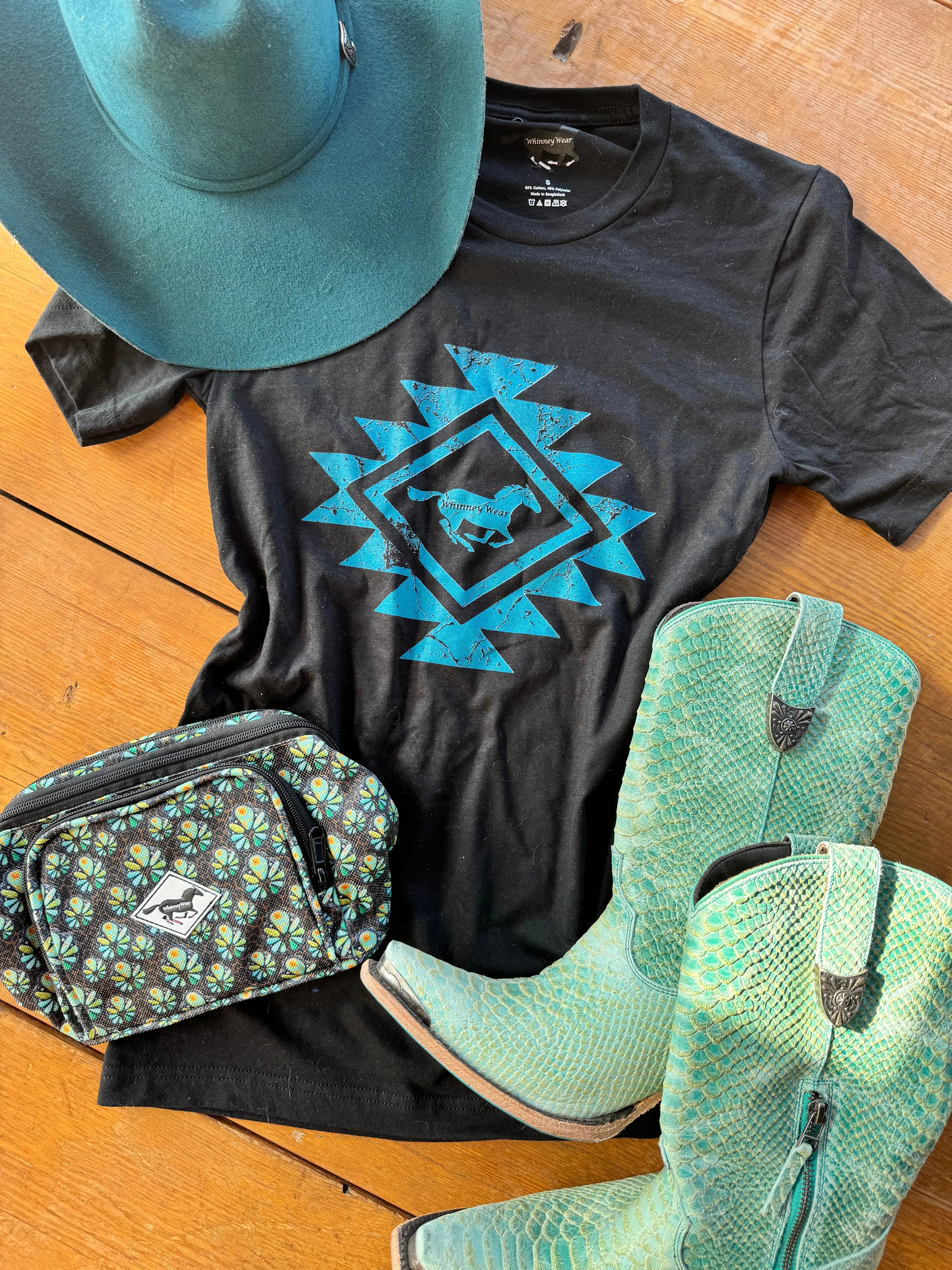 Turquoise Stone Aztec Graphic Tee - Assorted Shirt Colors