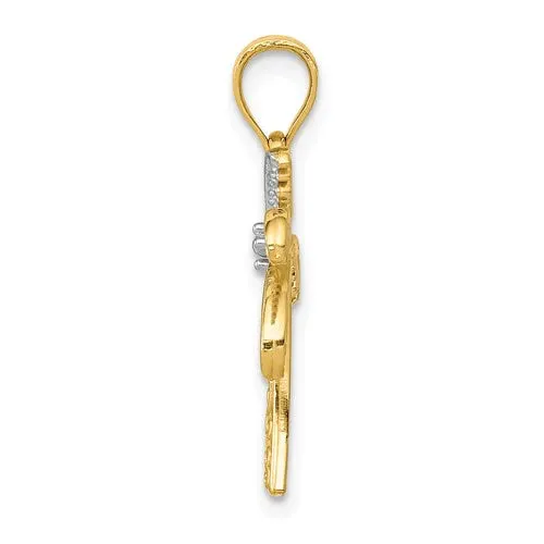 Two-Tone Palm Tree Pendant (14K)