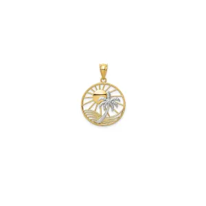 Two-Tone Sunny Beach Palm Tree Pendant (14K)