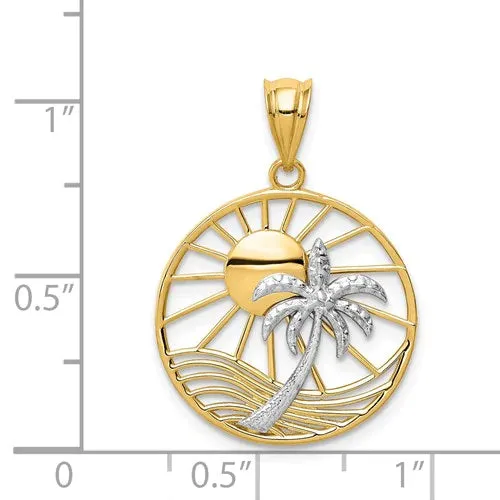 Two-Tone Sunny Beach Palm Tree Pendant (14K)