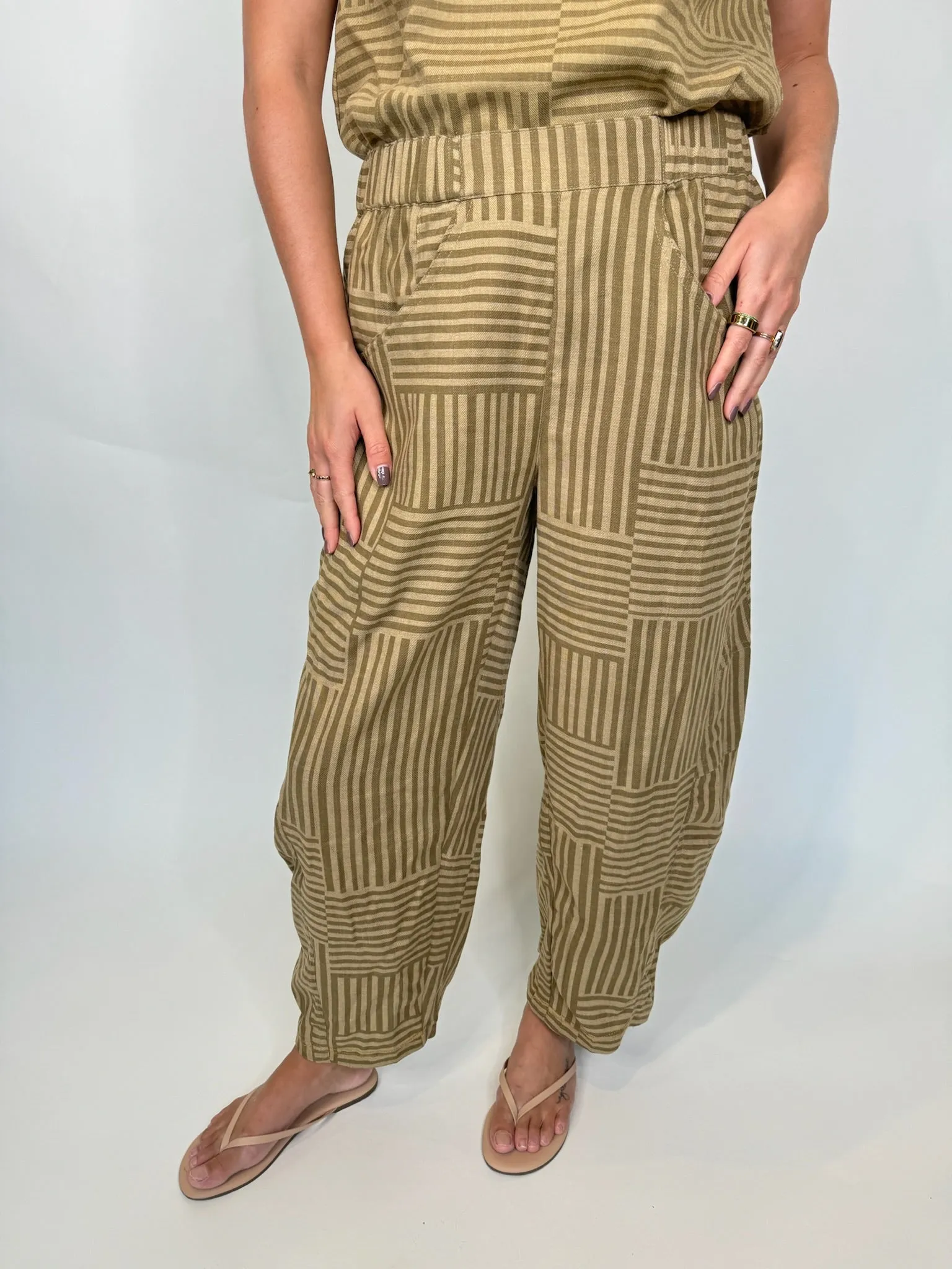 Umgee Striped Baggy Fit Pants