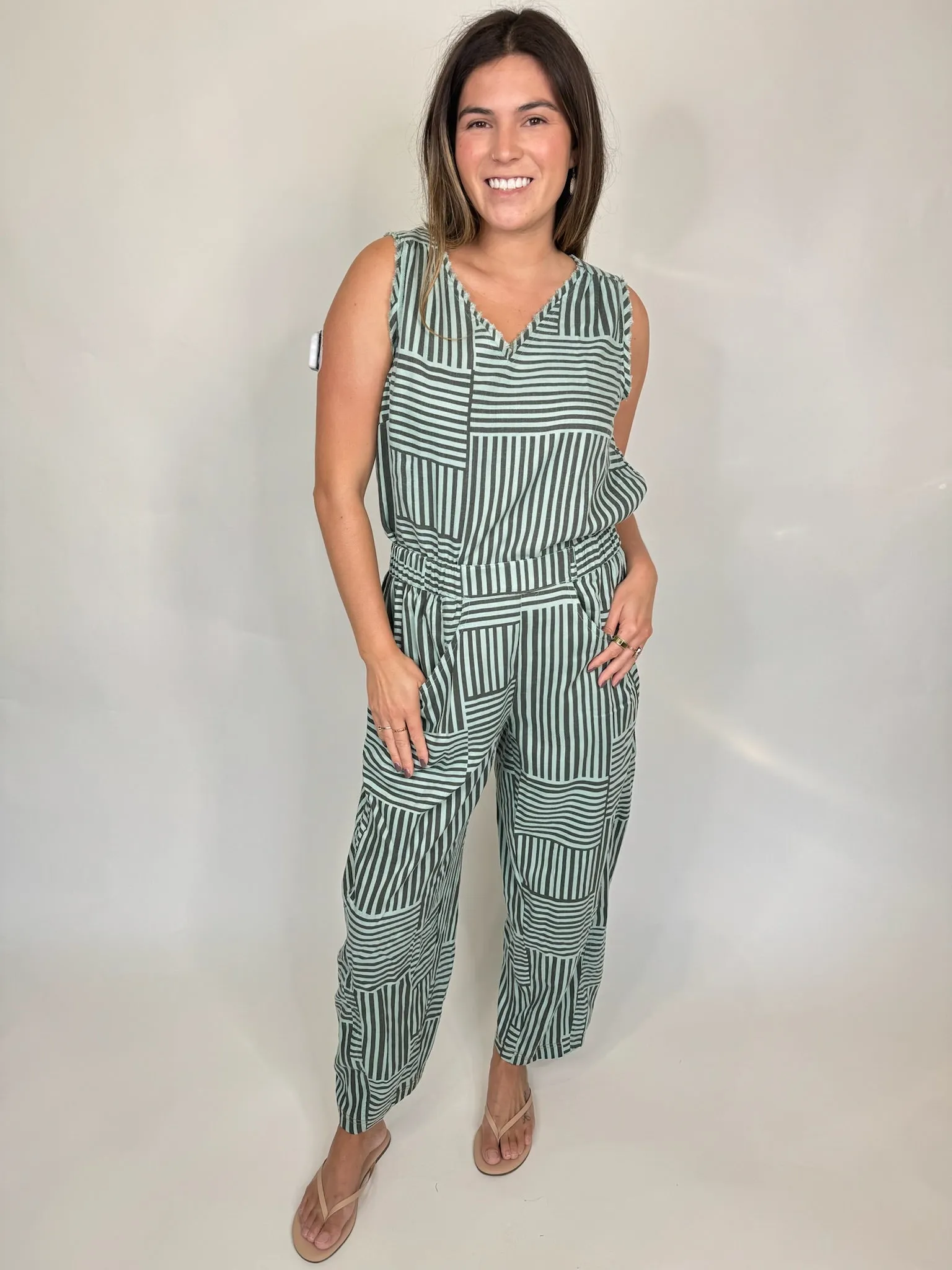 Umgee Striped Baggy Fit Pants