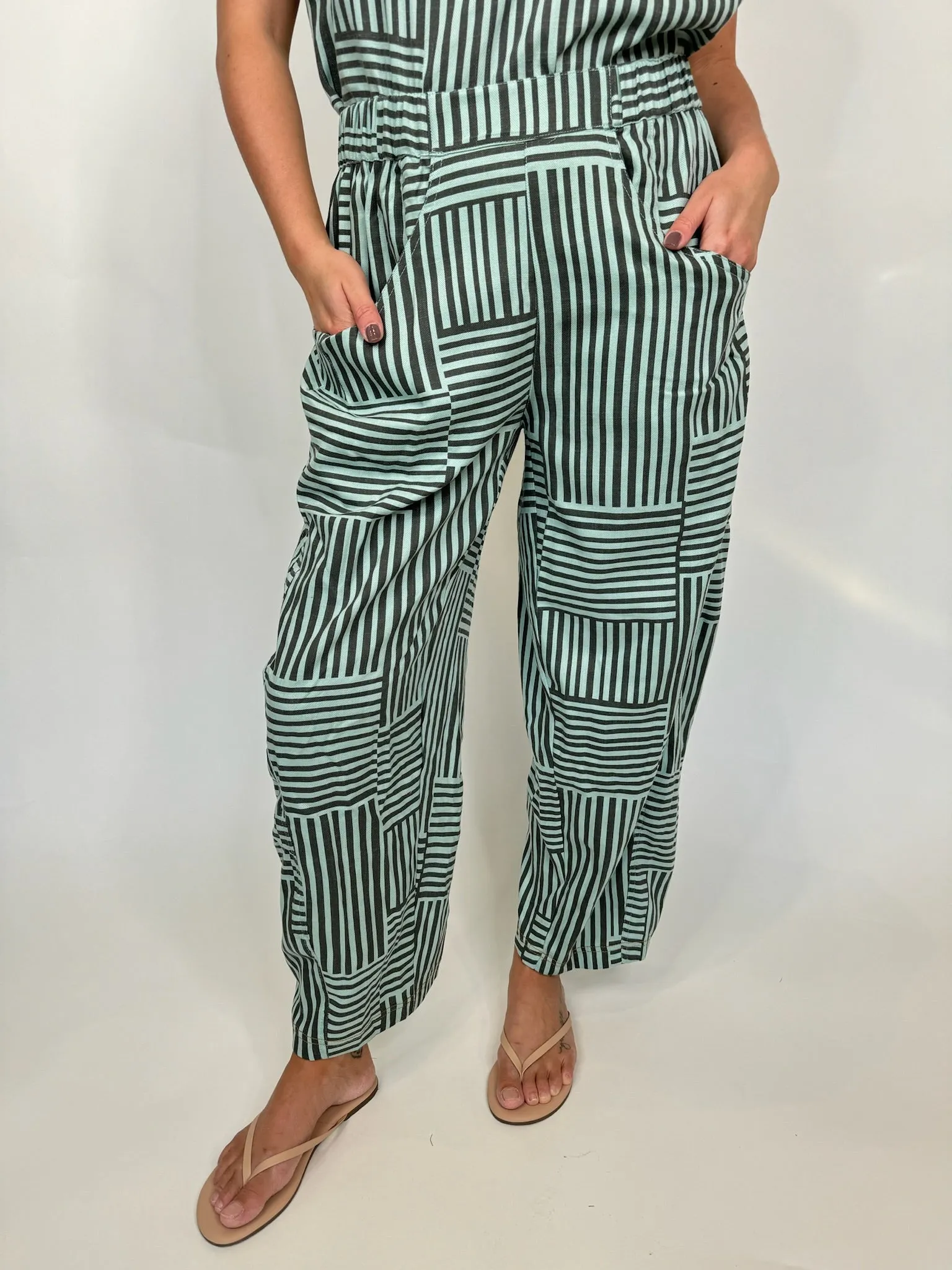 Umgee Striped Baggy Fit Pants