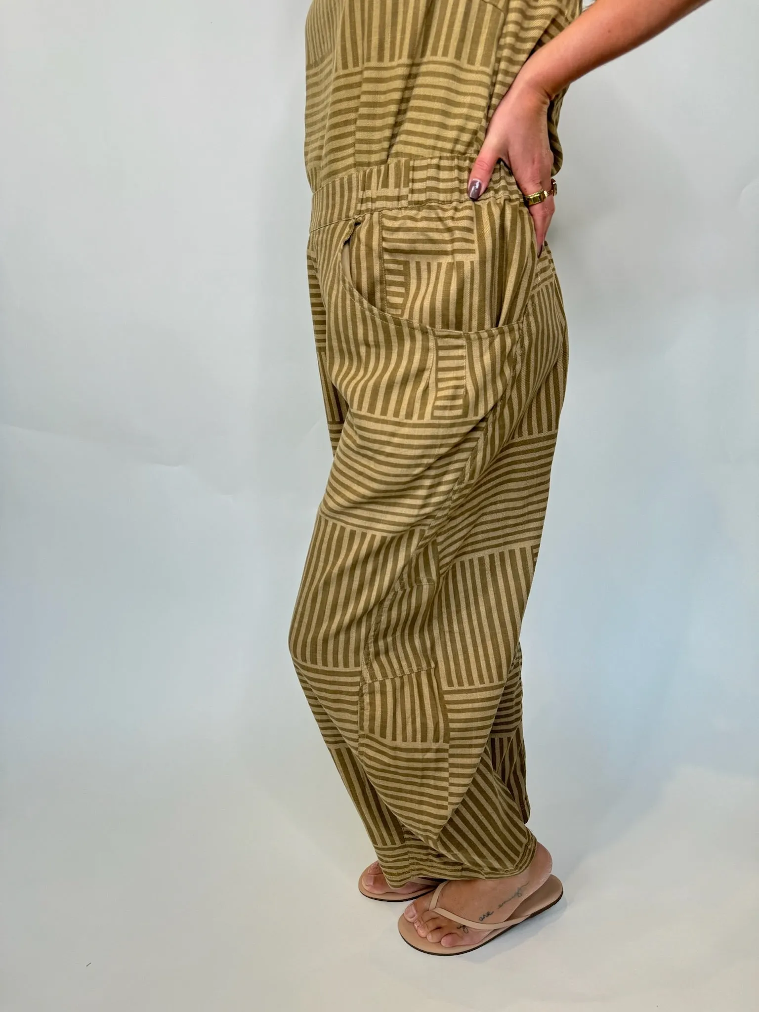 Umgee Striped Baggy Fit Pants