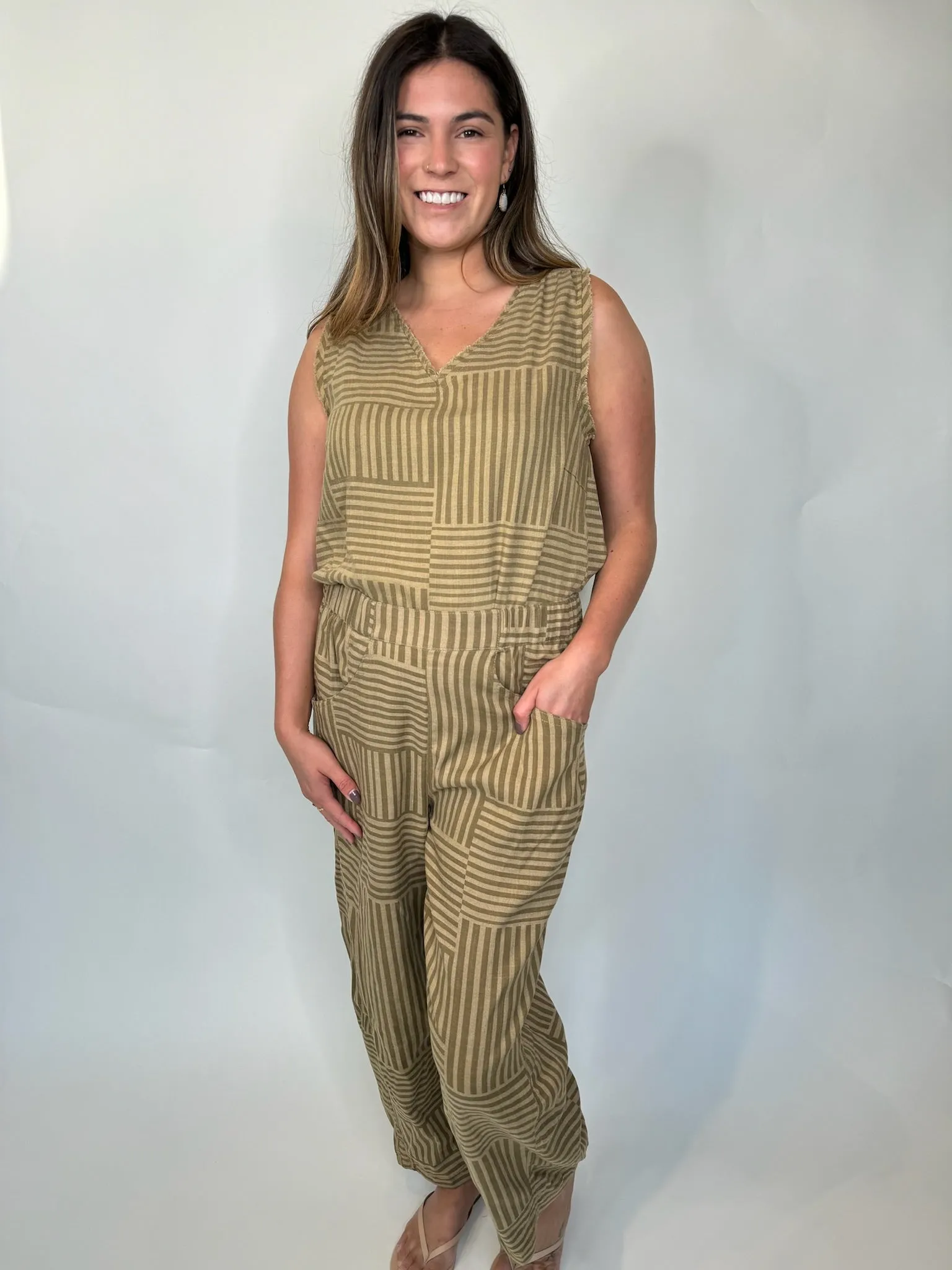 Umgee Striped Baggy Fit Pants