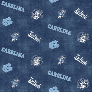 UNIVERSITY OF NORTH CAROLINA-Distressed Logo Flannel-100% Cotton-NC1152