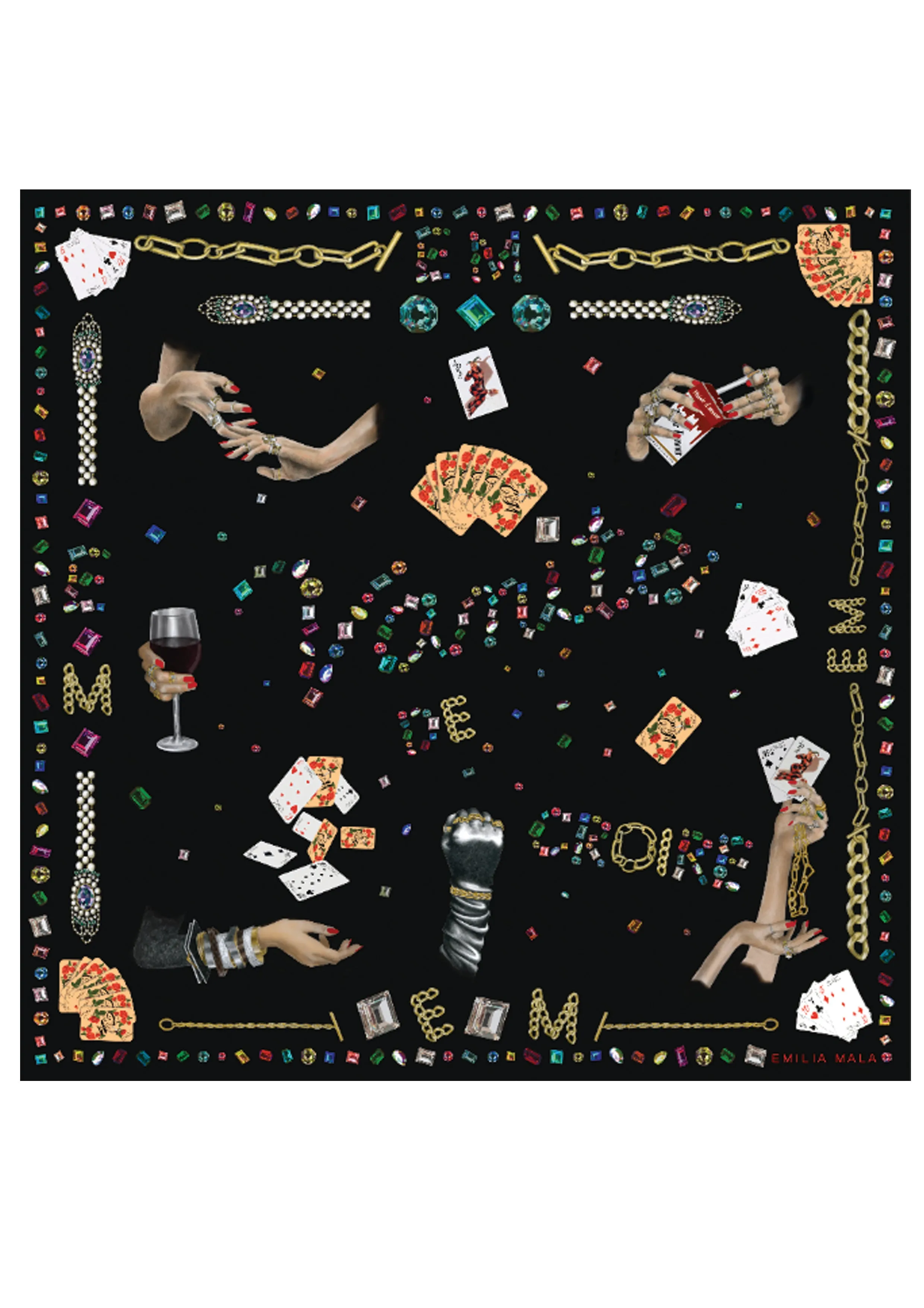 Vanité de Croire Large Silk Print Scarf
