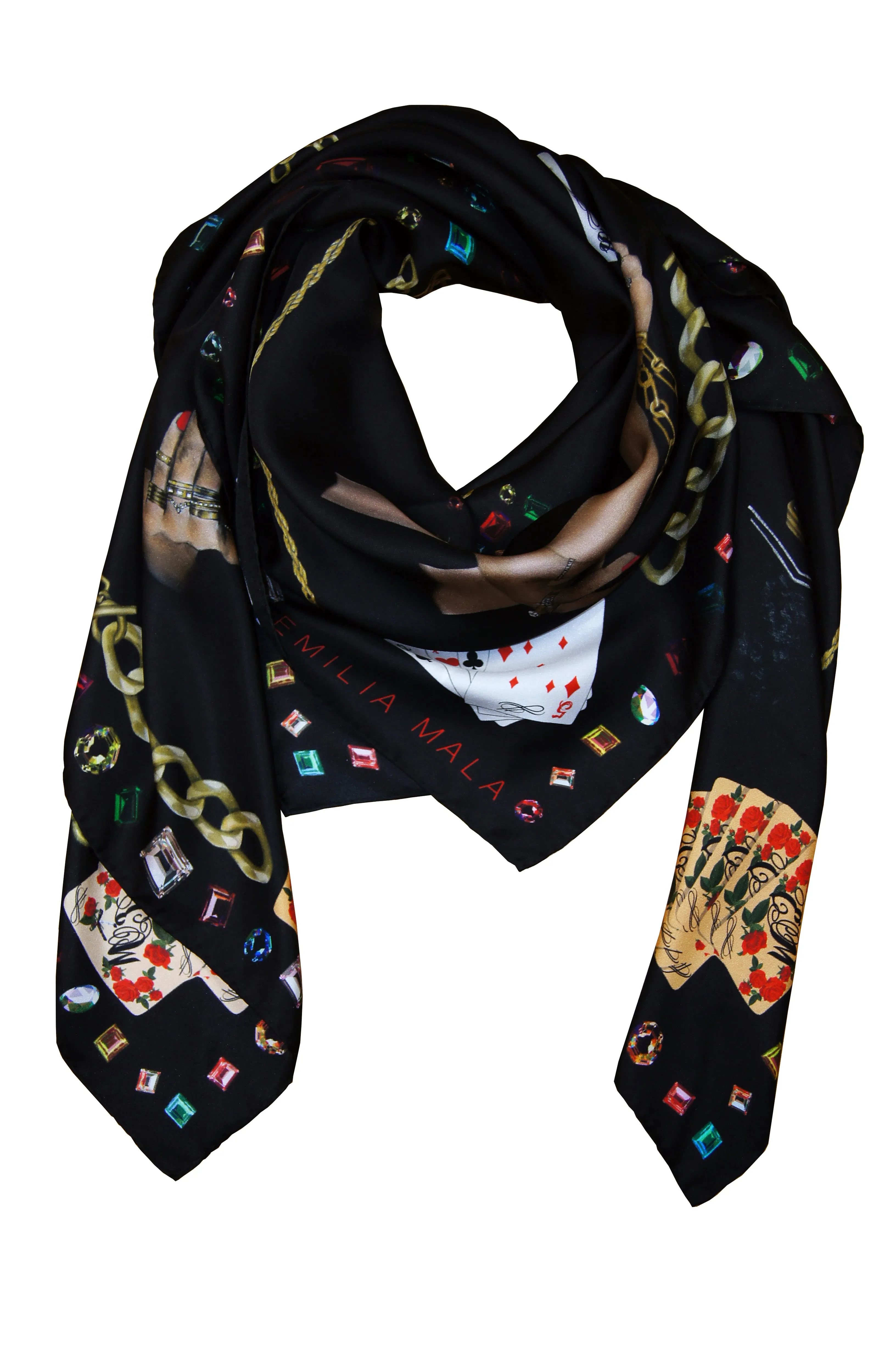 Vanité de Croire Large Silk Print Scarf