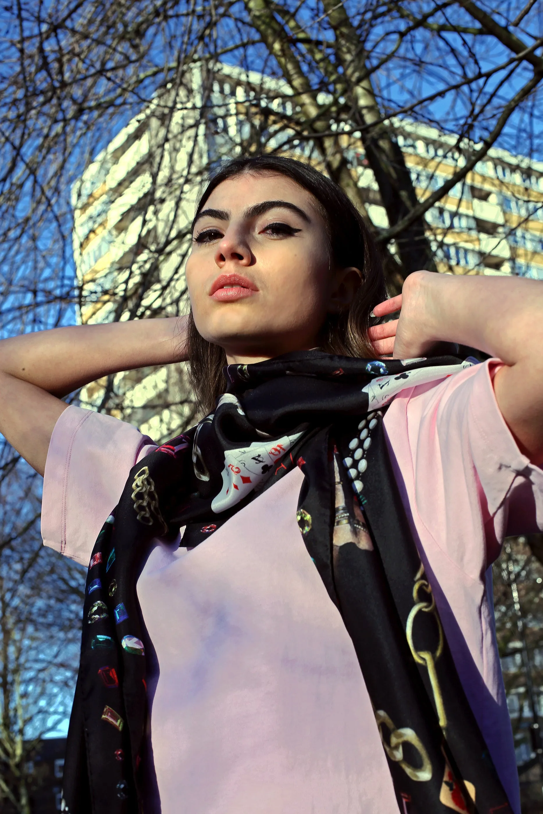 Vanité de Croire Large Silk Print Scarf