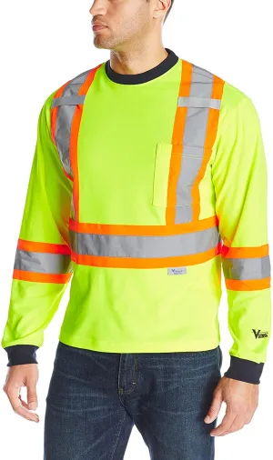 Viking Men's Hi-Vis Class 2 Safety Cotton Lined Long Sleeve Shirt