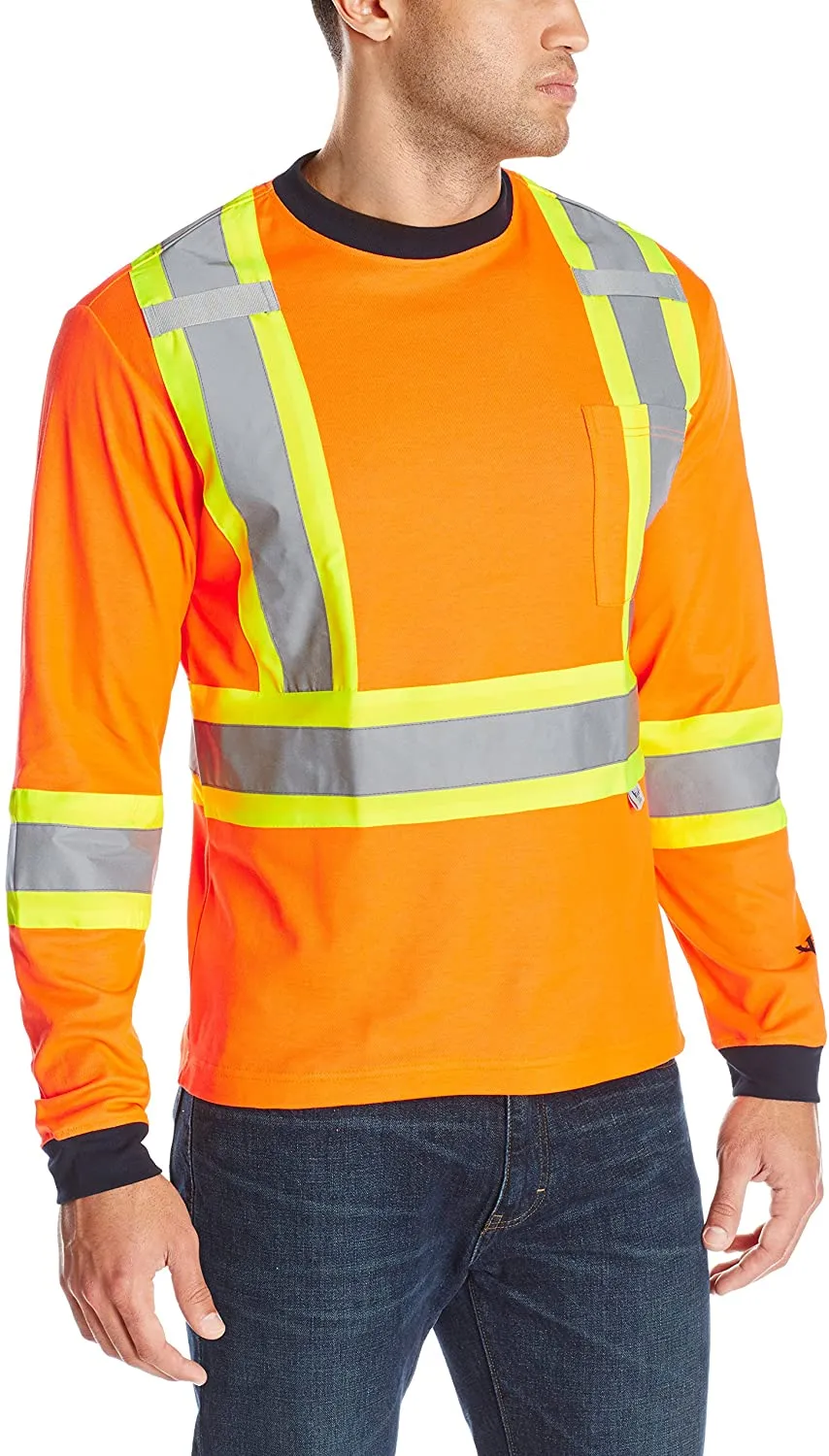 Viking Men's Hi-Vis Class 2 Safety Cotton Lined Long Sleeve Shirt