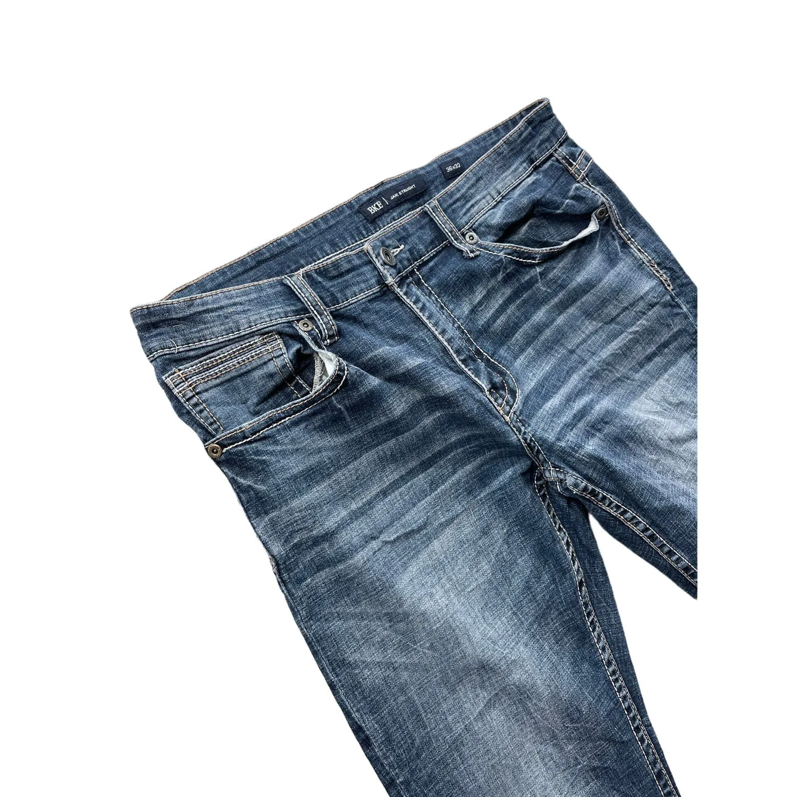 Vintage BKE Men's Jake Straight Fit Indigo Embroidered Denim Pants