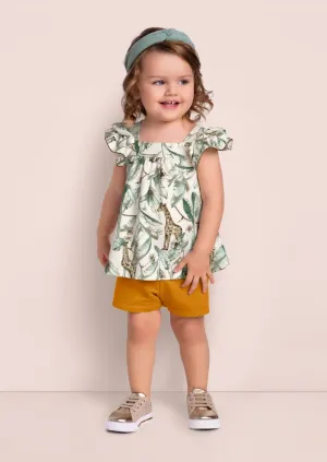 Violet Blouse and Shorts Set