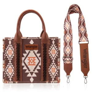 WG2203-8120S  Wrangler Southwestern  Print Small Canvas Tote/Crossbody - Coffee