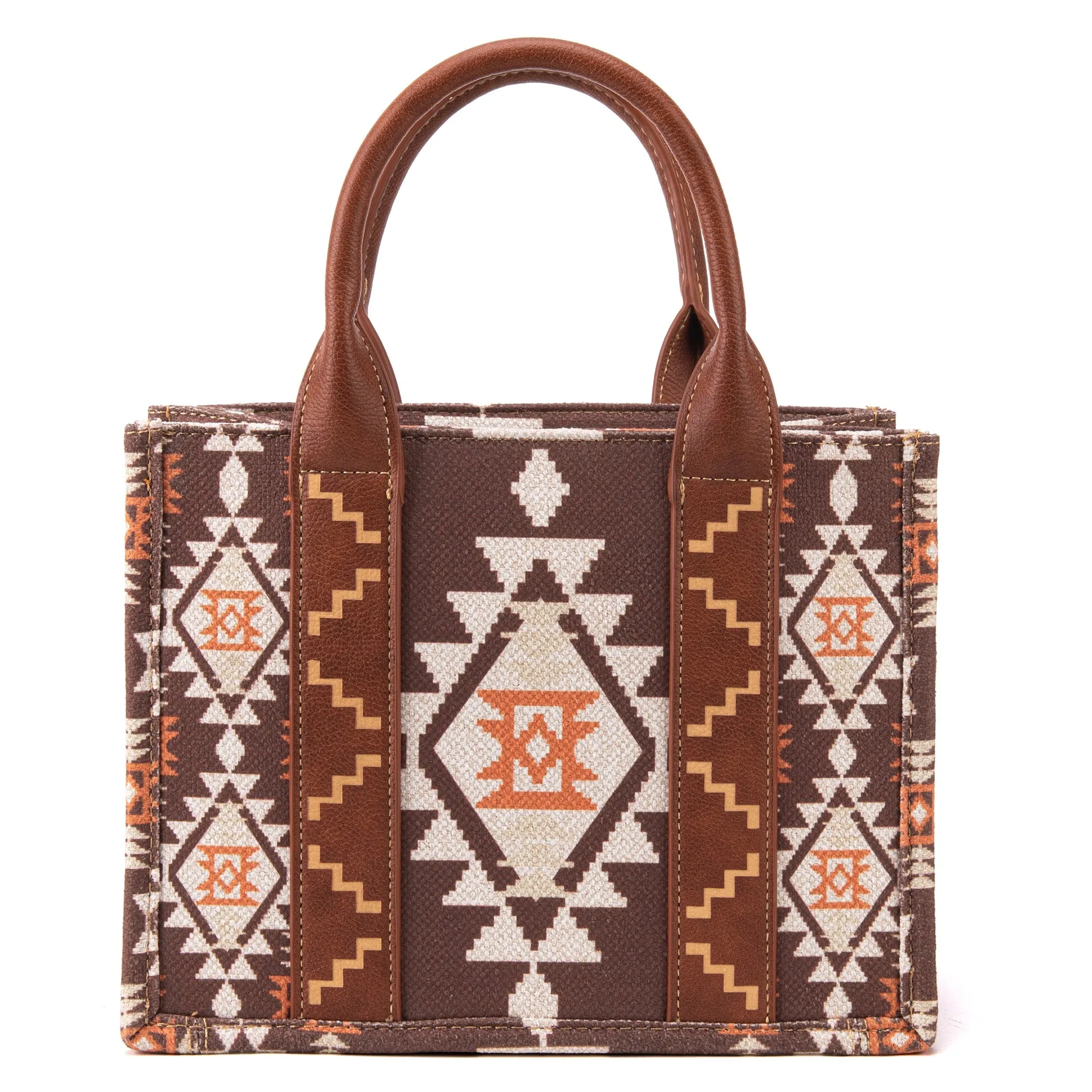 WG2203-8120S  Wrangler Southwestern  Print Small Canvas Tote/Crossbody - Coffee