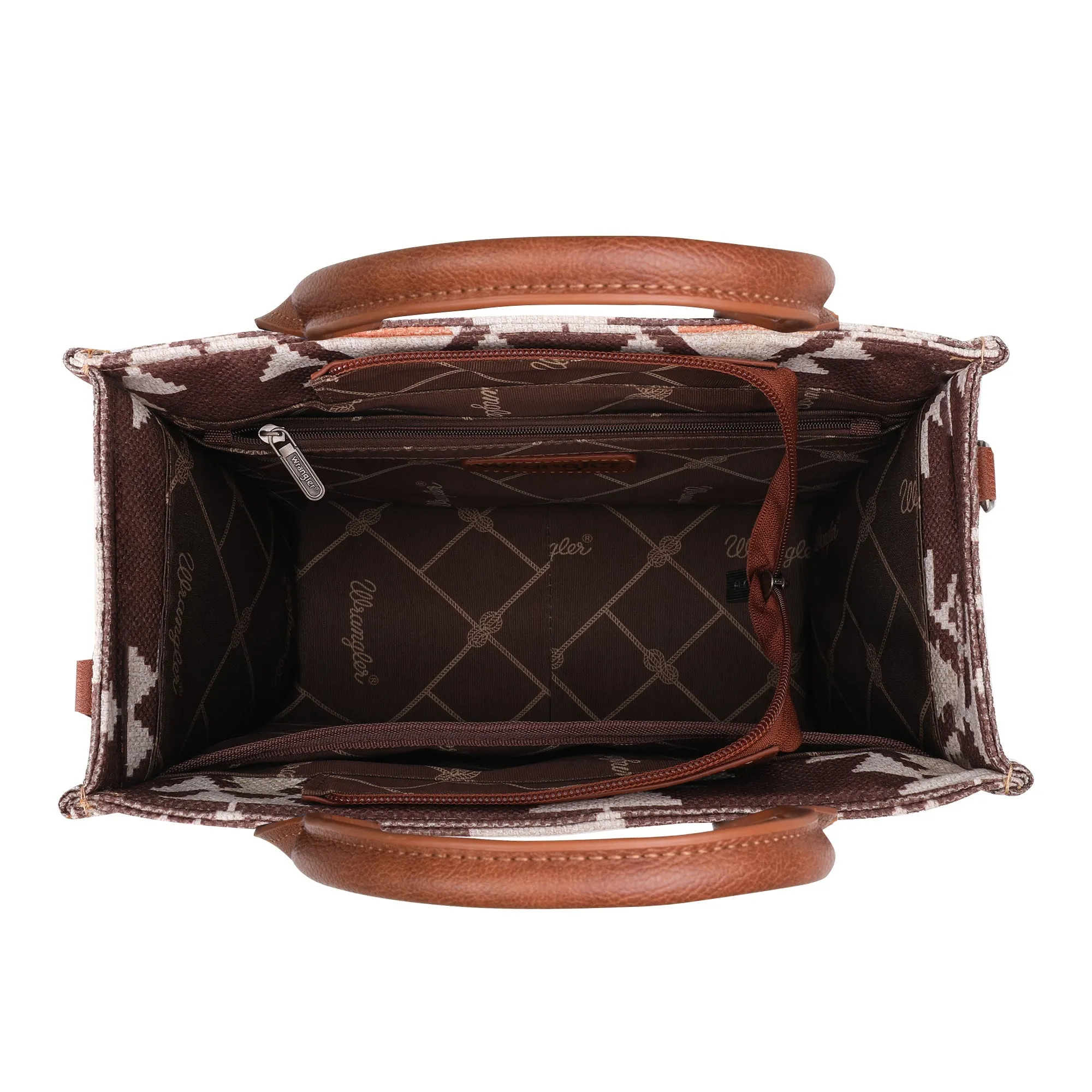 WG2203-8120S  Wrangler Southwestern  Print Small Canvas Tote/Crossbody - Coffee